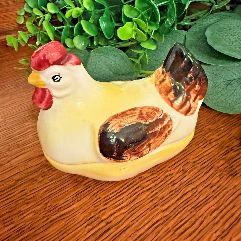 Vintage Japan Mini Hen on Nest Dish Chicken Trinket Cottagecore Farmhouse